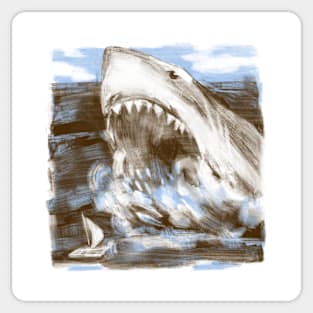 Giant shark watercolor Sticker